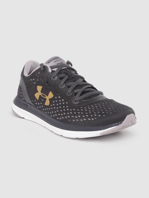 

UNDER ARMOUR Women Black & Lavender Woven Design Charged Impulse Running Shoes