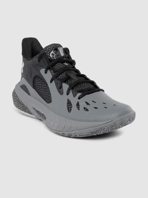 

UNDER ARMOUR Unisex Charcoal Grey & Black Woven Design HOVR Havoc 3 Basketball Shoes