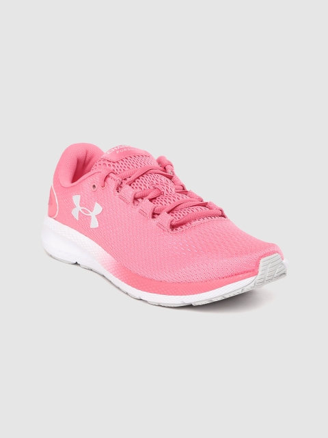 

UNDER ARMOUR Women Pink Woven Design Charged Pursuit 2 Running Shoes