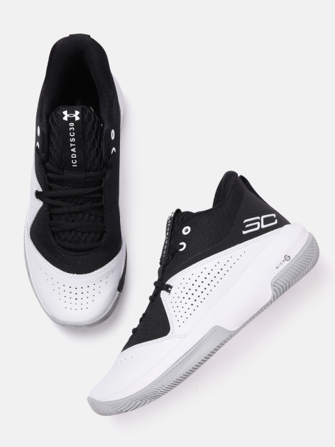 

UNDER ARMOUR Unisex Black & White Colourblocked & Perforated SC 3ZER0 IV Basketball Shoes