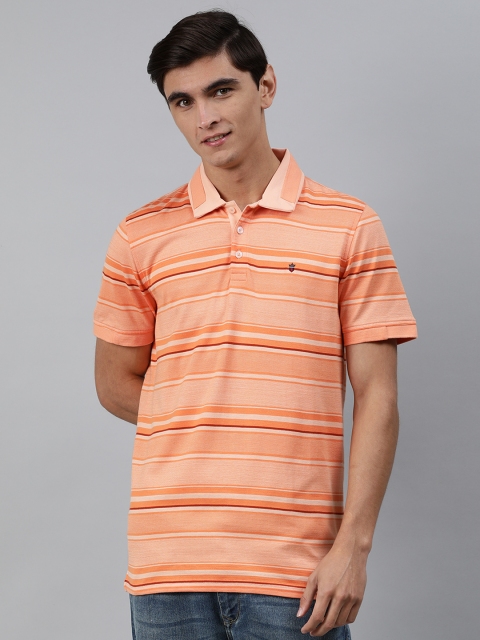 

Louis Philippe Sport Men Orange Striped Slim Fit Polo Collar T-shirt