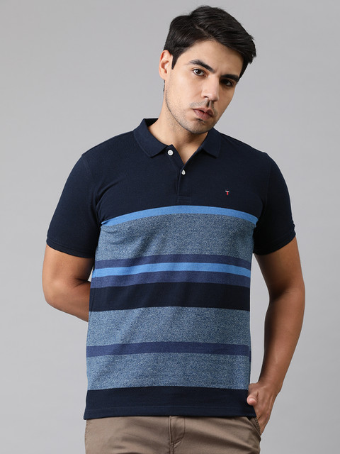 

Louis Philippe Sport Men Navy Blue Colourblocked Polo Collar T-shirt
