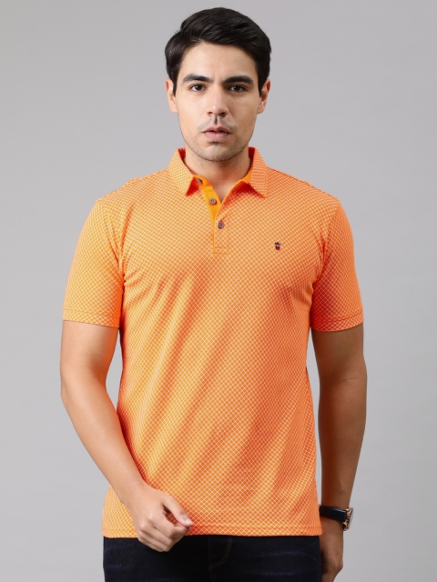 

Louis Philippe Sport Men Orange & White Checked Polo Collar T-shirt