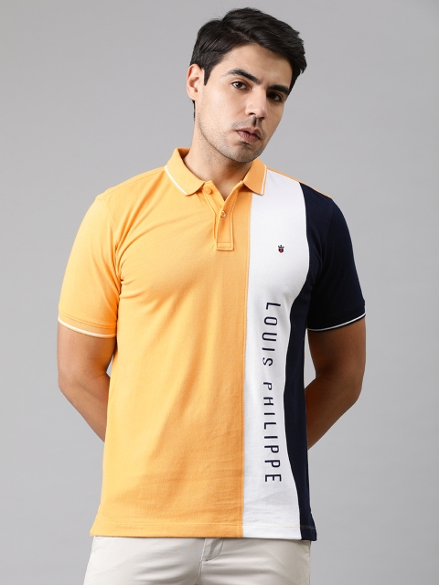 

Louis Philippe Sport Men Peach-Coloured Colourblocked Polo Collar T-shirt