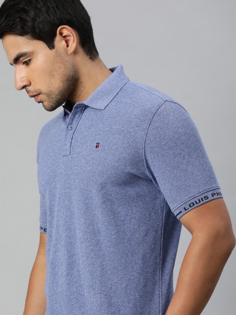 

Louis Philippe Sport Men Blue Solid Polo Collar T-shirt