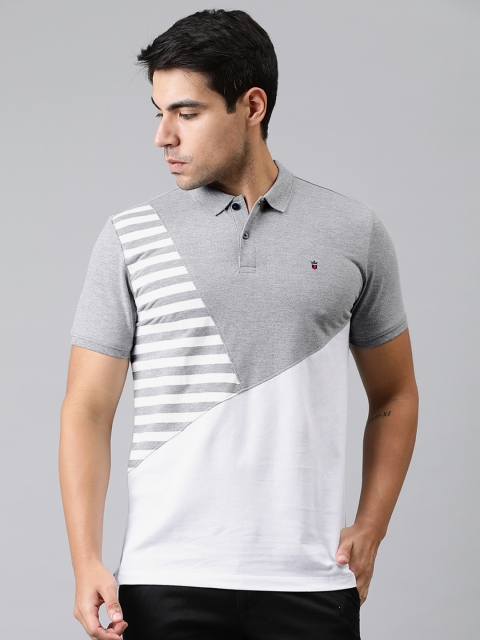 

Louis Philippe Sport Men Grey & White Colourblocked Polo Collar T-shirt