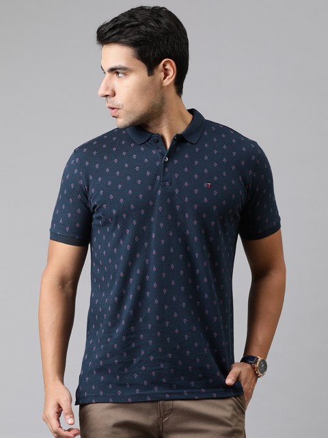 

Louis Philippe Sport Men Navy Blue & Red Printed Polo Collar T-shirt