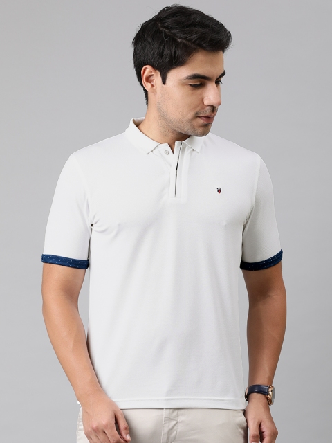 

Louis Philippe Sport Men White Solid Polo Collar T-shirt
