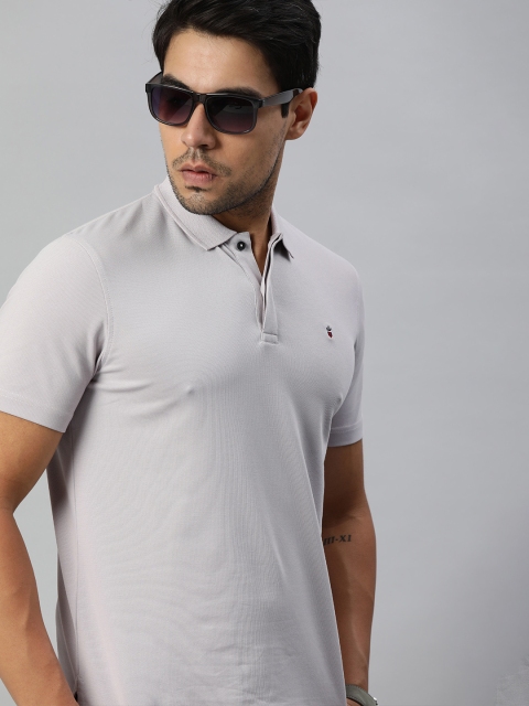 

Louis Philippe Sport Men Grey Solid Polo Collar T-shirt