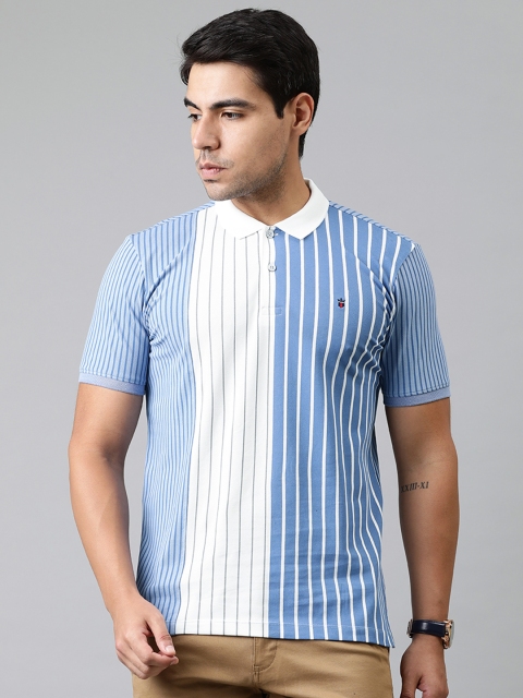 

Louis Philippe Sport Men Blue & White Striped Polo Collar T-shirt