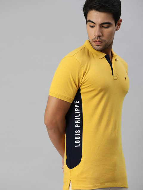 

Louis Philippe Sport Men Yellow Solid Polo Collar T-shirt