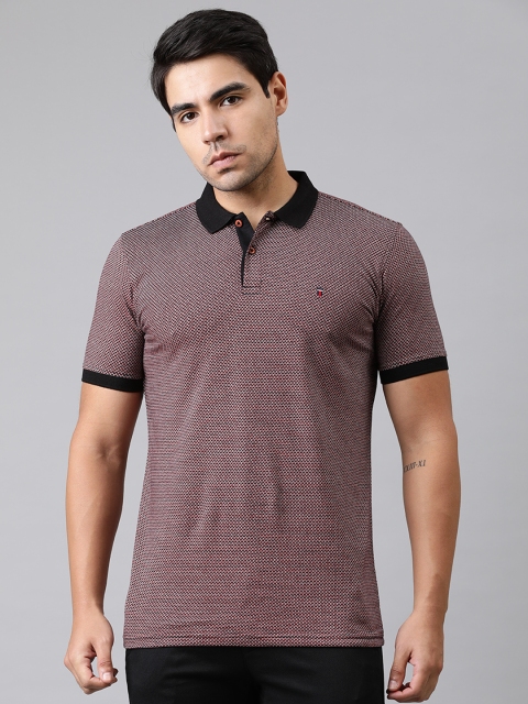 

Louis Philippe Sport Men Maroon & Grey Self Design Polo Collar T-shirt