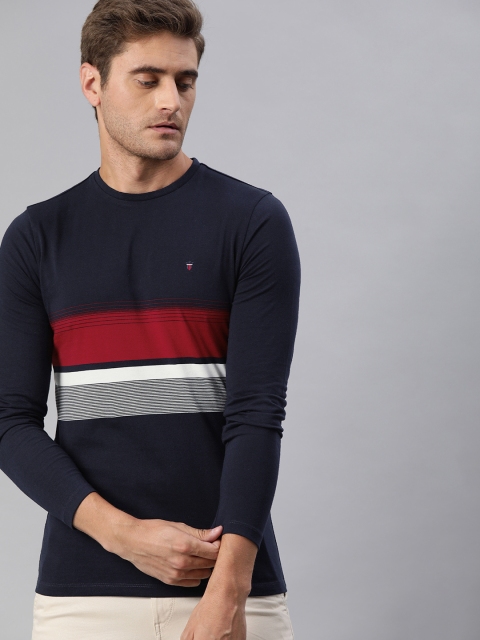 

Louis Philippe Sport Men Navy Blue Colourblocked Round Neck T-shirt