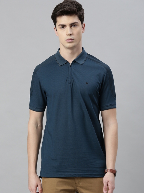 

Louis Philippe Men Navy Blue Solid Polo Collar T-shirt