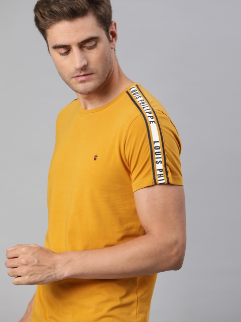 

Louis Philippe Sport Men Mustard Yellow Solid Round Neck T-shirt