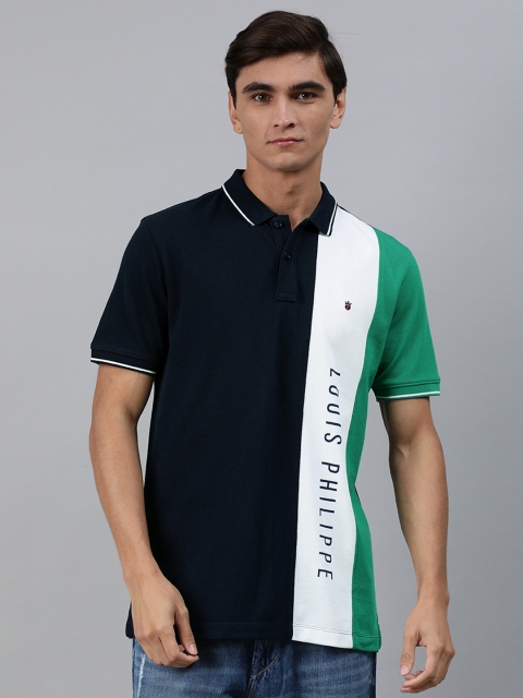 

Louis Philippe Sport Men Navy Blue Colourblocked Polo Collar T-shirt