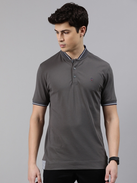 

Louis Philippe Sport Men Grey Solid Polo Collar T-shirt