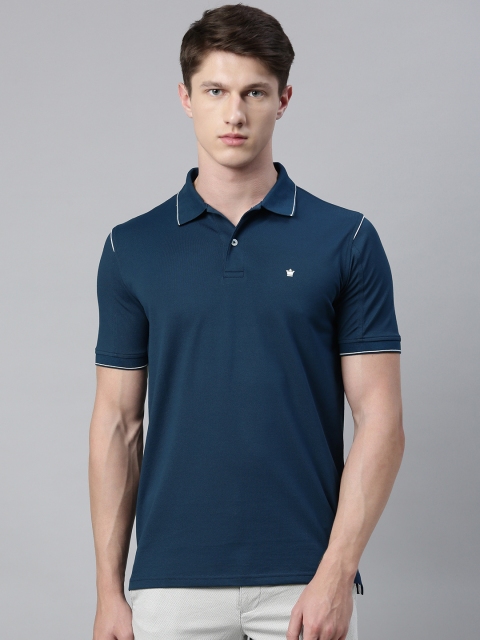 

Louis Philippe Men Navy Blue Solid Polo Collar T-shirt