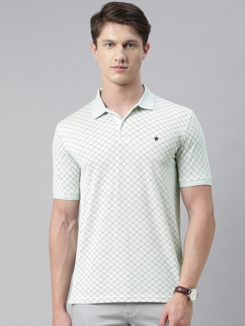 

Louis Philippe Men Grey Checked Polo Collar T-shirt