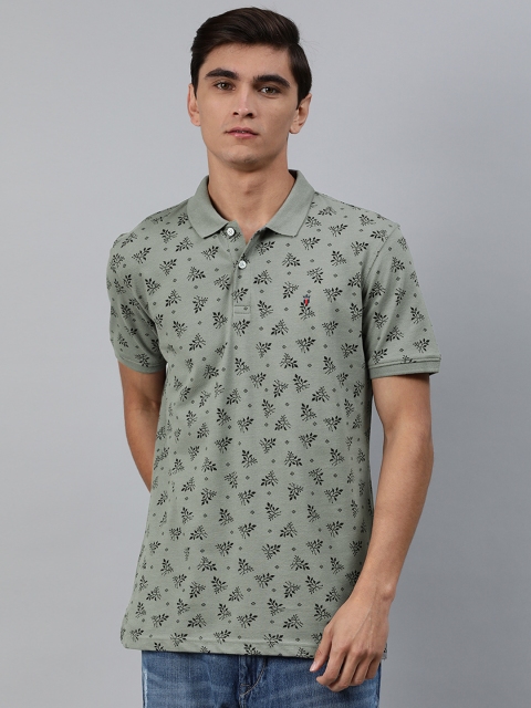 

Louis Philippe Sport Men Grey Floral Printed Polo Collar T-shirt