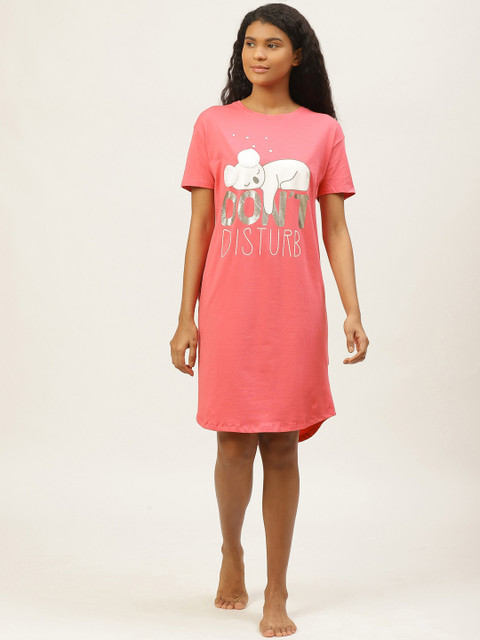 

Sweet Dreams Pink & White Printed Nightdress