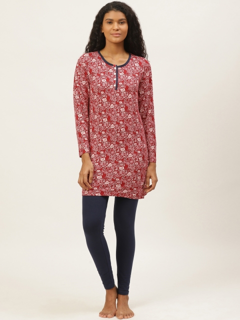 

Sweet Dreams Women Red & Navy Blue Printed Night suit