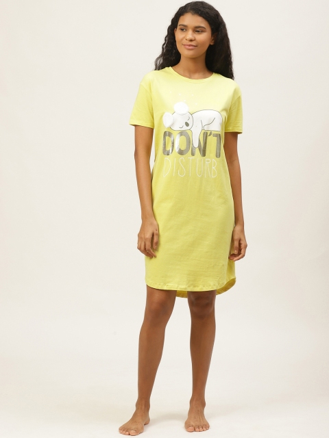 

Sweet Dreams Yellow & White Printed Nightdress