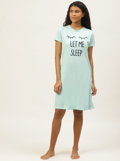 

Sweet Dreams Women Blue Printed Typography Print Nightdress