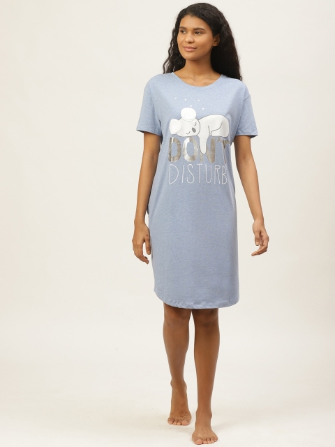 

Sweet Dreams Women Blue & White Koala Bear Print Nightdress