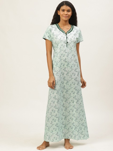 

Sweet Dreams Green Printed Nightdress