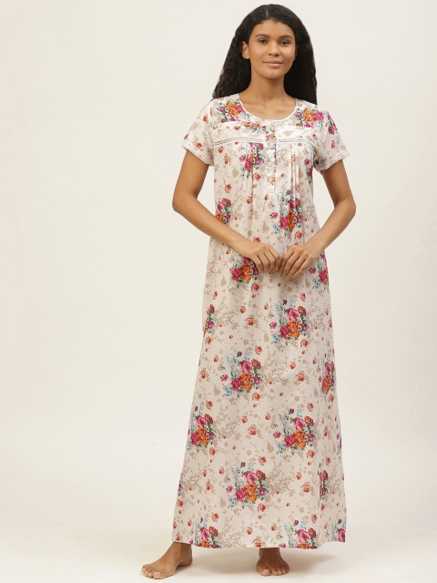 

Sweet Dreams Off-White & Pink Floral Print Maxi Nightdress