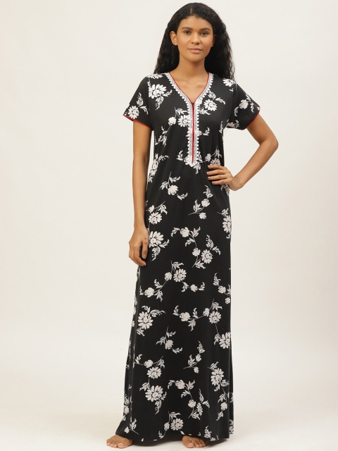 

Sweet Dreams Black & White Floral Print Maxi Nightdress