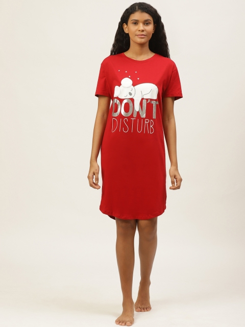 

Sweet Dreams Red & White Printed Nightdress
