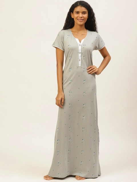 

Sweet Dreams Grey & White Floral Print Maxi Nightdress
