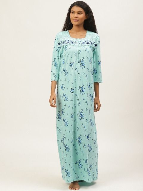 

Sweet Dreams Blue & Olive Green Floral Print Maxi Nightdress