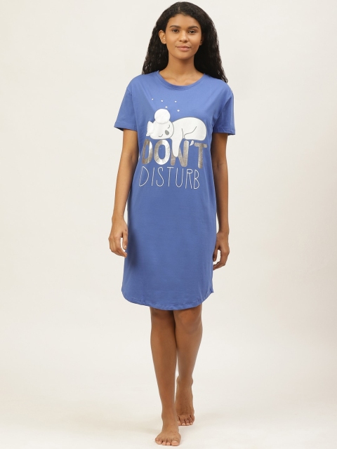 

Sweet Dreams Women Blue & White Koala Bear Print Nightdress