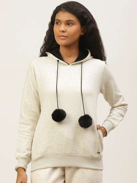 

Sweet Dreams Women Grey Melange Solid Hooded Lounge Sweatshirt