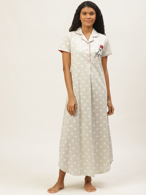 

Sweet Dreams Grey & White Heart Print Nightdress