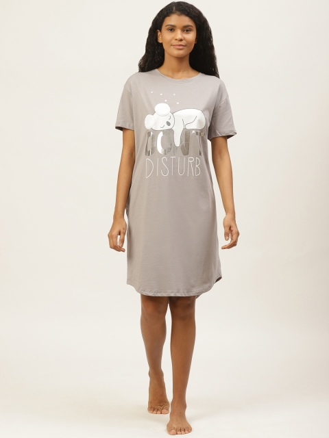 

Sweet Dreams Grey & White Printed Nightdress