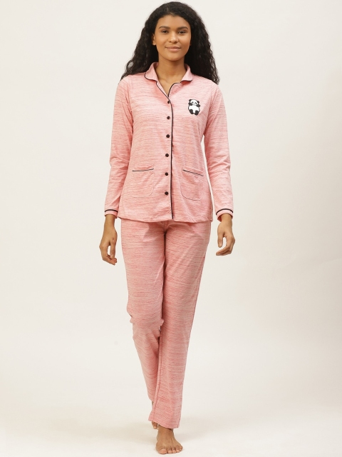 

Sweet Dreams Women Pink Self-Striped Night suit