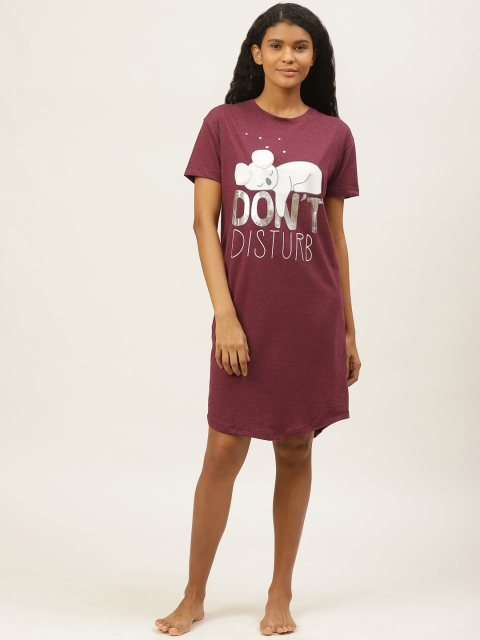 

Sweet Dreams Burgundy & White Typography Print Nightdress