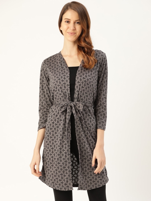 

Sweet Dreams Women Charcoal Grey & Black Printed Robe