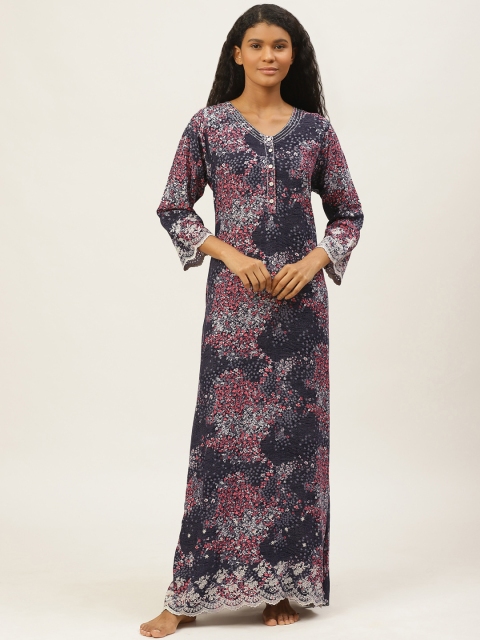 

Sweet Dreams Charcoal Grey & Pink Ditsy Print Nightdress