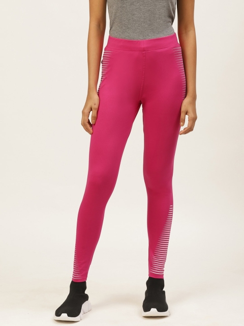 

Sweet Dreams Women Fuchsia Pink Solid Slim Fit Track Pants with Striped Detail