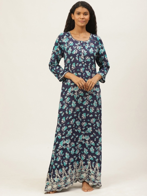 

Sweet Dreams Blue & White Floral Print Maxi Nightdress