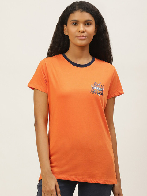 

Sweet Dreams Women Orange Solid Round Neck T-shirt
