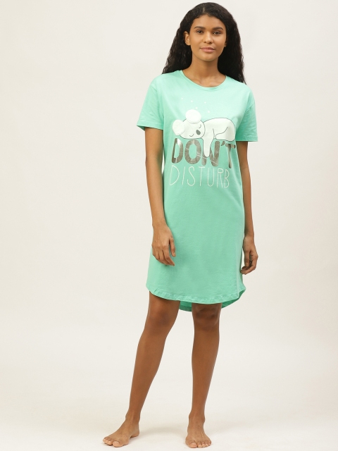 

Sweet Dreams Sea Green & White Printed Sleep Shirt
