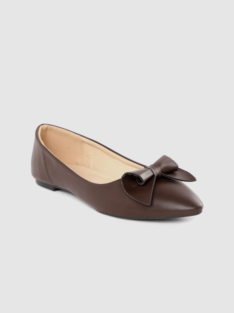 

Van Heusen Woman Coffee Brown Solid Bow Detail Ballerinas