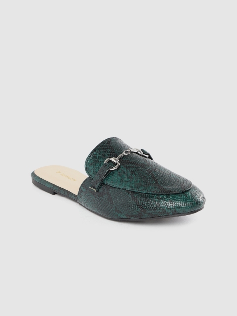 

Van Heusen Woman Dark Green Snakeskin Textured Mules