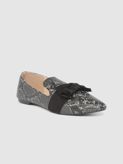 

Van Heusen Woman Charcoal Grey Snakeskin Textured Loafers
